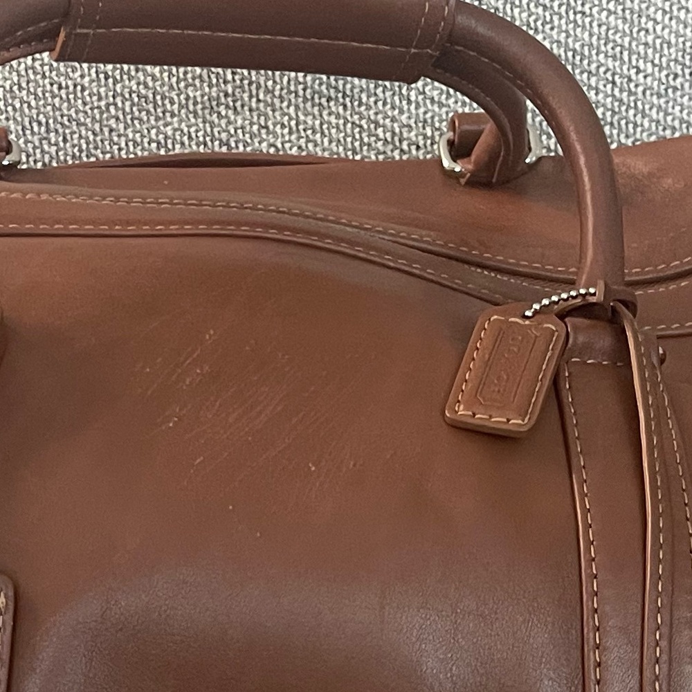 Coach Heavy Brown Leather Travel Duffel Bag with Coach Lock and Key - Picture 16 of 16